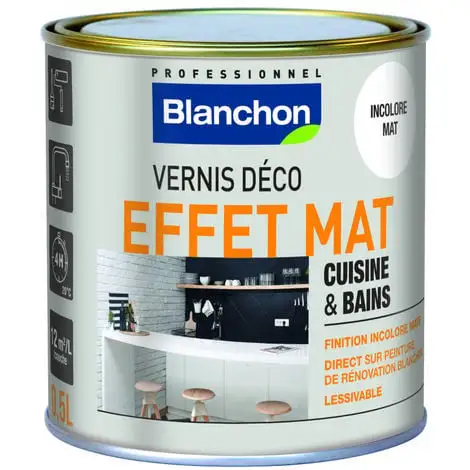 BLANCHON Vernis Déco Effet Mat Pour Cuisine Et Bains - 0,5 L 1 BLANCHON Vernis Déco Effet Mat Pour Cuisine Et Bains - 0,5 L