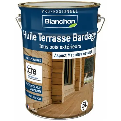 Huile Terrasse Bardage 5L - BLANCHON - Bois Grisé 1 Huile Terrasse Bardage 5L - BLANCHON - Bois Grisé