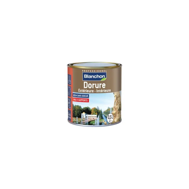 BLANCHON Dorure Extérieure-intérieure, Très Haut Pouvoir Couvrant Et Opacifiant Sur Métaux Et Bois, Finition Vieil Or, Pot 0,5l 1 BLANCHON Dorure Extérieure-intérieure, Très Haut Pouvoir Couvrant Et Opacifiant Sur Métaux Et Bois, Finition Vieil Or, Pot 0,5l