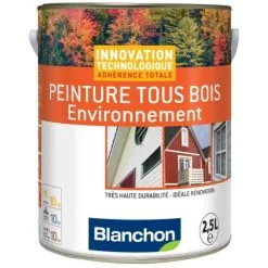 BLANCHON Peinture Microporeuse Hydrofuge Tous Bois Environnement, Blanc 9016, Bidon 1l